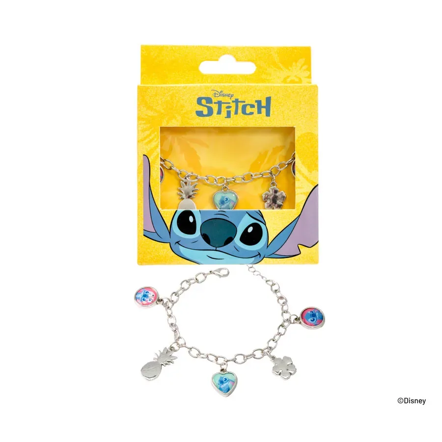 Pulsera Plateada Stitch Azul