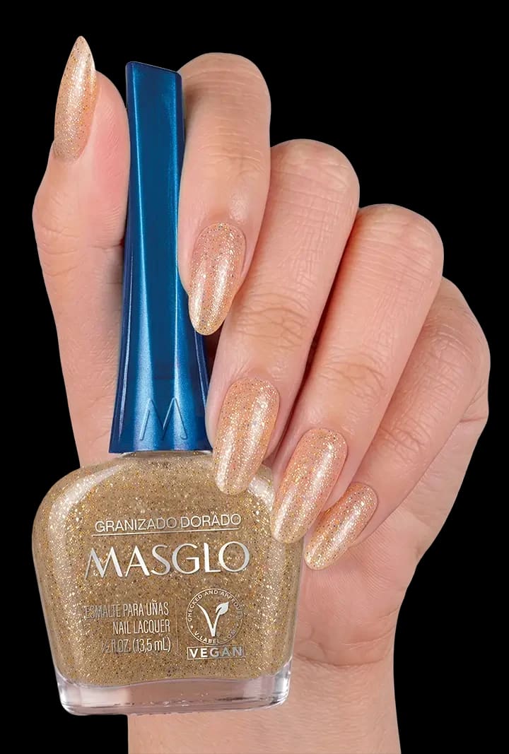 Esmalte de unas nail lacquer Granizado Dorado MASGLO